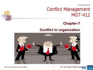 Conflict Management MGT412 Chapter7 Conflict In organization 2007
