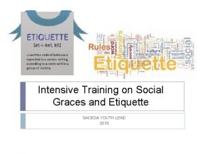 Intensive Training on Social Graces and Etiquette SACEDA