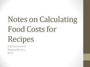 Calculating food cost