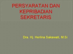 Persyaratan kepribadian adalah