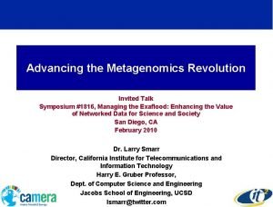 Advancing the Metagenomics Revolution Invited Talk Symposium 1816