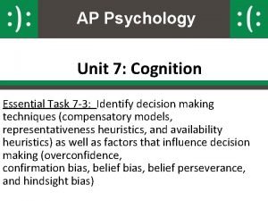 Availability heuristic ap psychology