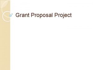 Grant Proposal Project Assignment Option 1 Student Project