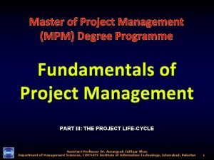 Master of Project Management MPM Degree Programme Fundamentals