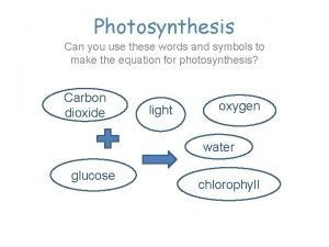 Photosynthesis in symbols