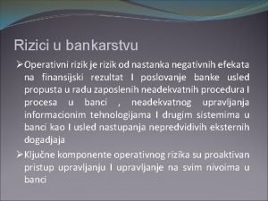 Rizici u bankarstvu