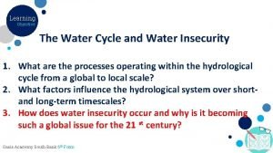 Objective of water cycle