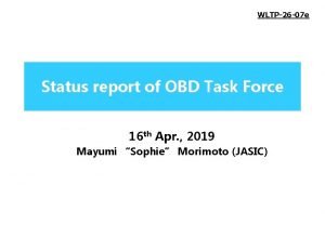 WLTP26 07 e Status report of OBD Task