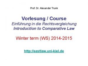 Prof Dr Alexander Trunk Vorlesung Course Einfhrung in