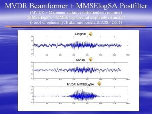 MVDR Beamformer MMSElog SA Postfilter MVDR Minimum variance