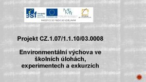 Projekt CZ 1 071 1 1003 0008 Environmentln