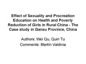 Effect of Sexuality and Procreation Education on Health