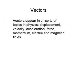 Vectors appear in all sorts of topics in