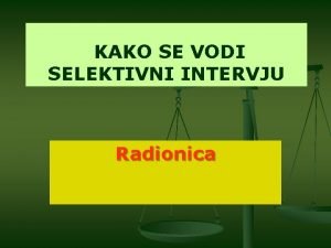 Intervju primjer Intervju primjer