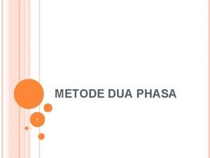 METODE DUA PHASA 1 PENGANTAR Teknik ini digunakan