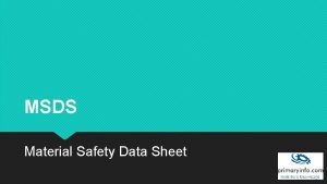 MSDS Material Safety Data Sheet The Global Harmonization