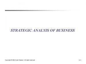 STRATEGIC ANALYIS OF BUSINESS Copyright 2004 SouthWestern All