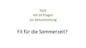 Quiz mit 10 Fragen zur Zeitumstellung Fit fr