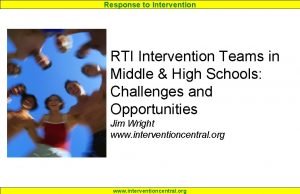 Response to Intervention RTI Intervention Teams in Middle