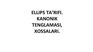 Ellips tarifi