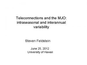 Teleconnections and the MJO intraseasonal and interannual variability