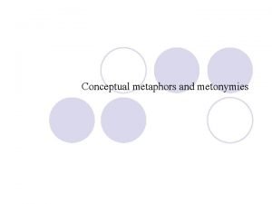 Conceptual metaphors and metonymies 3 1 Metaphors and