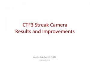 CTF 3 Streak Camera Results and Improvements Aurlie