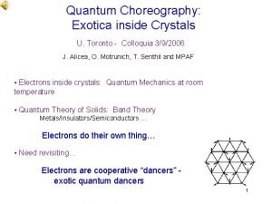 Quantum Choreography Exotica inside Crystals U Toronto Colloquia