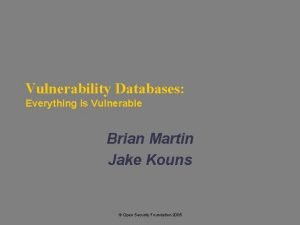 Vulnerability databases