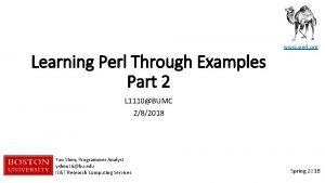 Learning Perl Through Examples Part 2 www perl