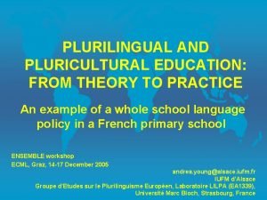 PLURILINGUAL AND PLURICULTURAL EDUCATION FROM THEORY TO PRACTICE