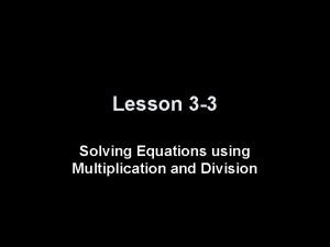 Solving equations