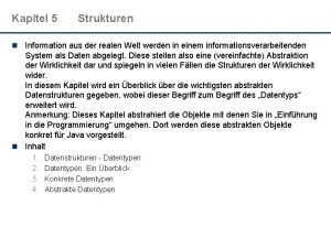 Kapitel 5 Strukturen n Information aus der realen