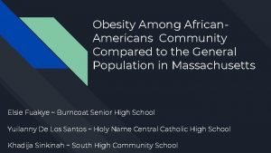 Obesity Among African Americans Community Compared to the