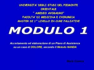 UNIVERSITA DEGLI STUDI DEL PIEMONTE ORIENTALE AMEDEO AVOGADRO