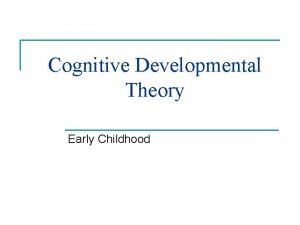 Cognitive Developmental Theory Early Childhood PREOPERATIONAL STAGE n