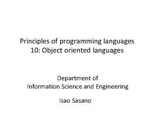 Principles of programming languages 10 Object oriented languages