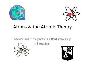 Atoms the Atomic Theory Atoms are tiny particles