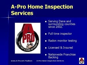 APro Home Inspection Services www APro netMadison n