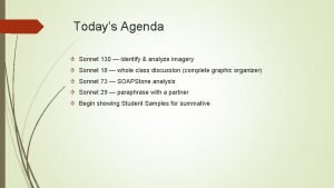 Todays Agenda Sonnet 130 identify analyze imagery Sonnet