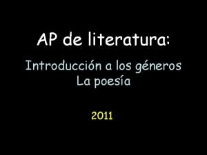 AP de literatura Introduccin a los gneros La