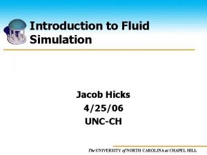 Introduction to Fluid Simulation Jacob Hicks 42506 UNCCH