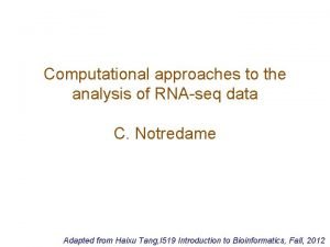 Computational approaches to the analysis of RNAseq data