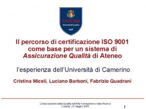 Il percorso di certificazione ISO 9001 come base