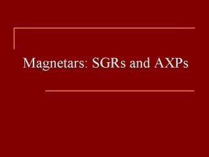 Magnetars SGRs and AXPs Magnetars in the Galaxy