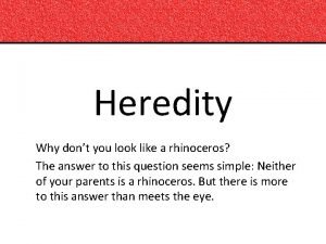 Heredity Why dont you look like a rhinoceros