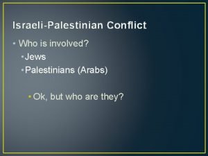 IsraeliPalestinian Conflict Who is involved Jews Palestinians Arabs