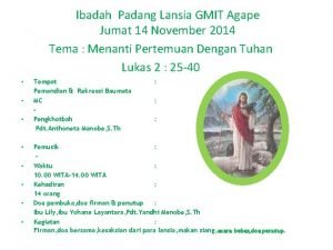 Ibadah Padang Lansia GMIT Agape Jumat 14 November