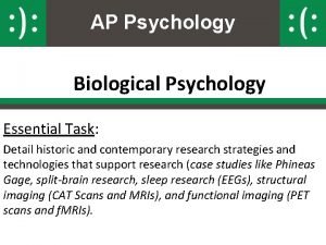 AP Psychology Biological Psychology Essential Task Detail historic