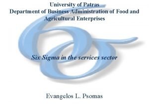 University of Patras Department of Business Administration of
